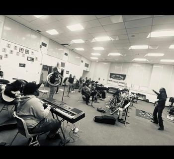 Teaching jazz band at Amos P. Godby High School
