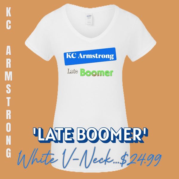Women's V-Neck 'Late Boomer' (White) 