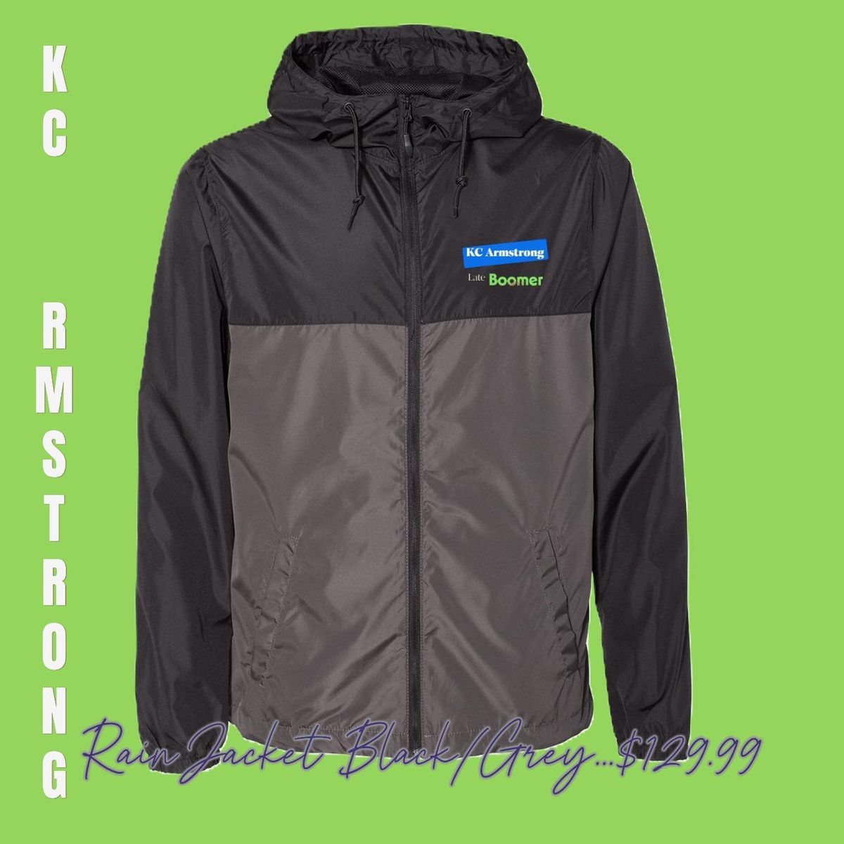 Rain Jacket 'Late Boomer' (Black and Grey)  