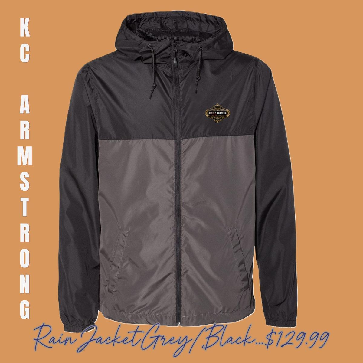 Rain Jacket 'Finally Crafted' (Black and Grey)   (Copy)