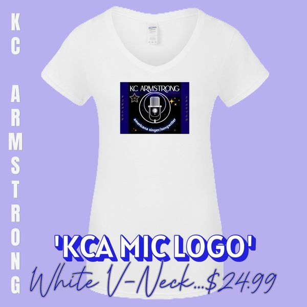 Women's V-Neck 'KCA Mic Logo' (White) 