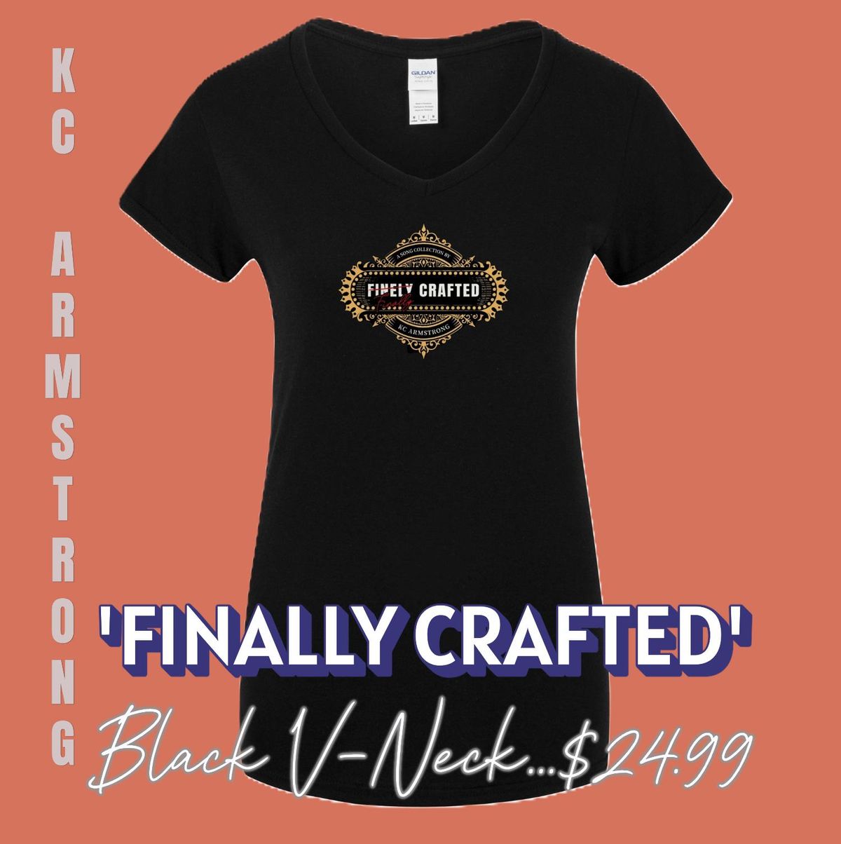 Women's V-Neck 'Finally Crafted' (Black) 