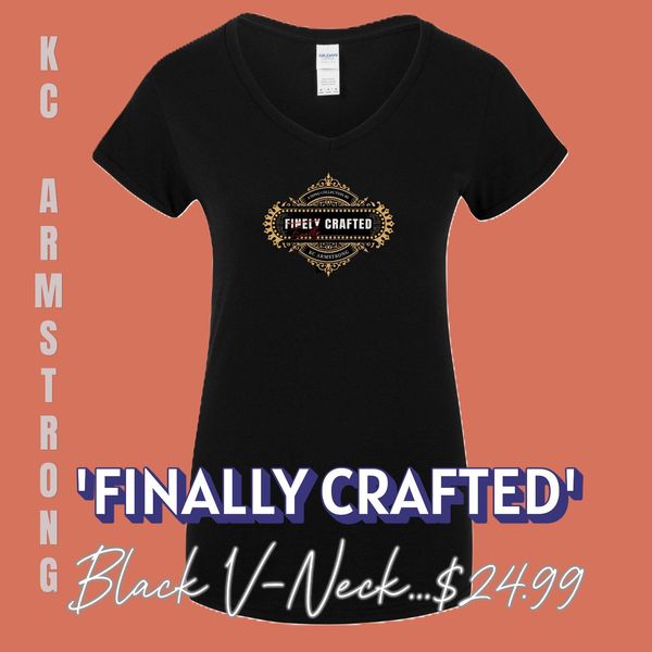 Women's V-Neck 'Finally Crafted' (Black) 