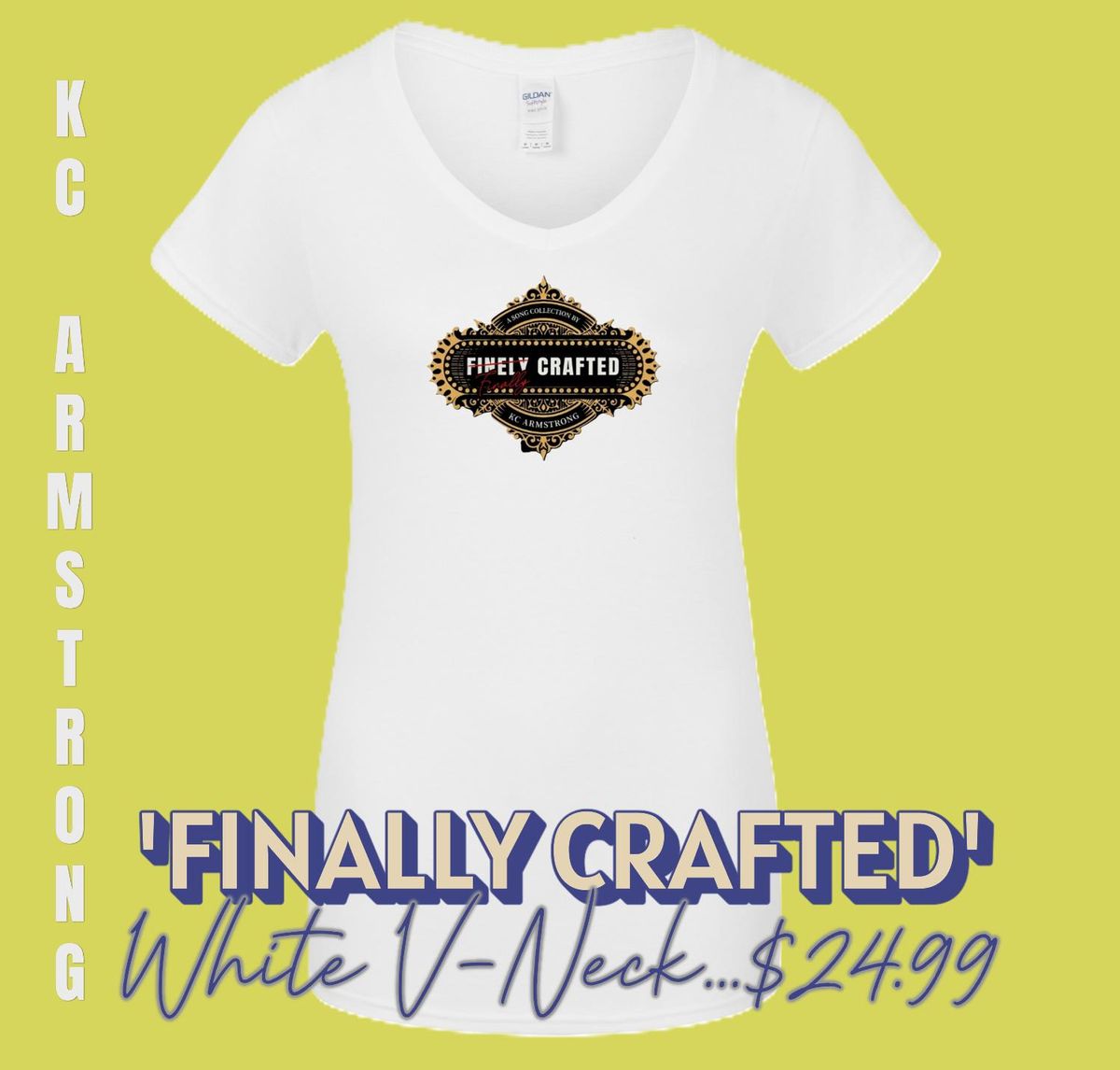 Women's V-Neck 'Finally Crafted' (White) 