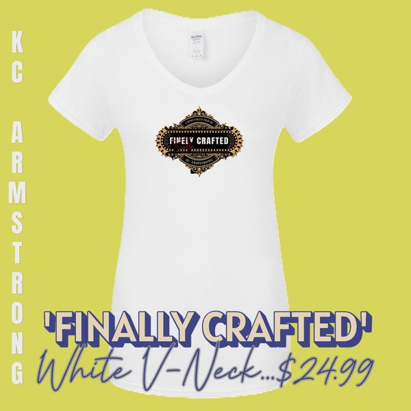 Women's V-Neck 'Finally Crafted' (White) 