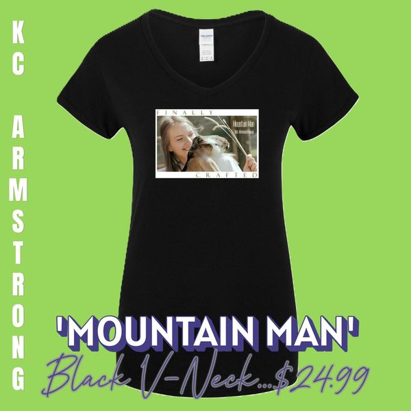 Women's V-Neck 'Mountain Man' (Black) 