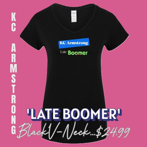 Women's V-Neck 'Late Boomer' (Black) 