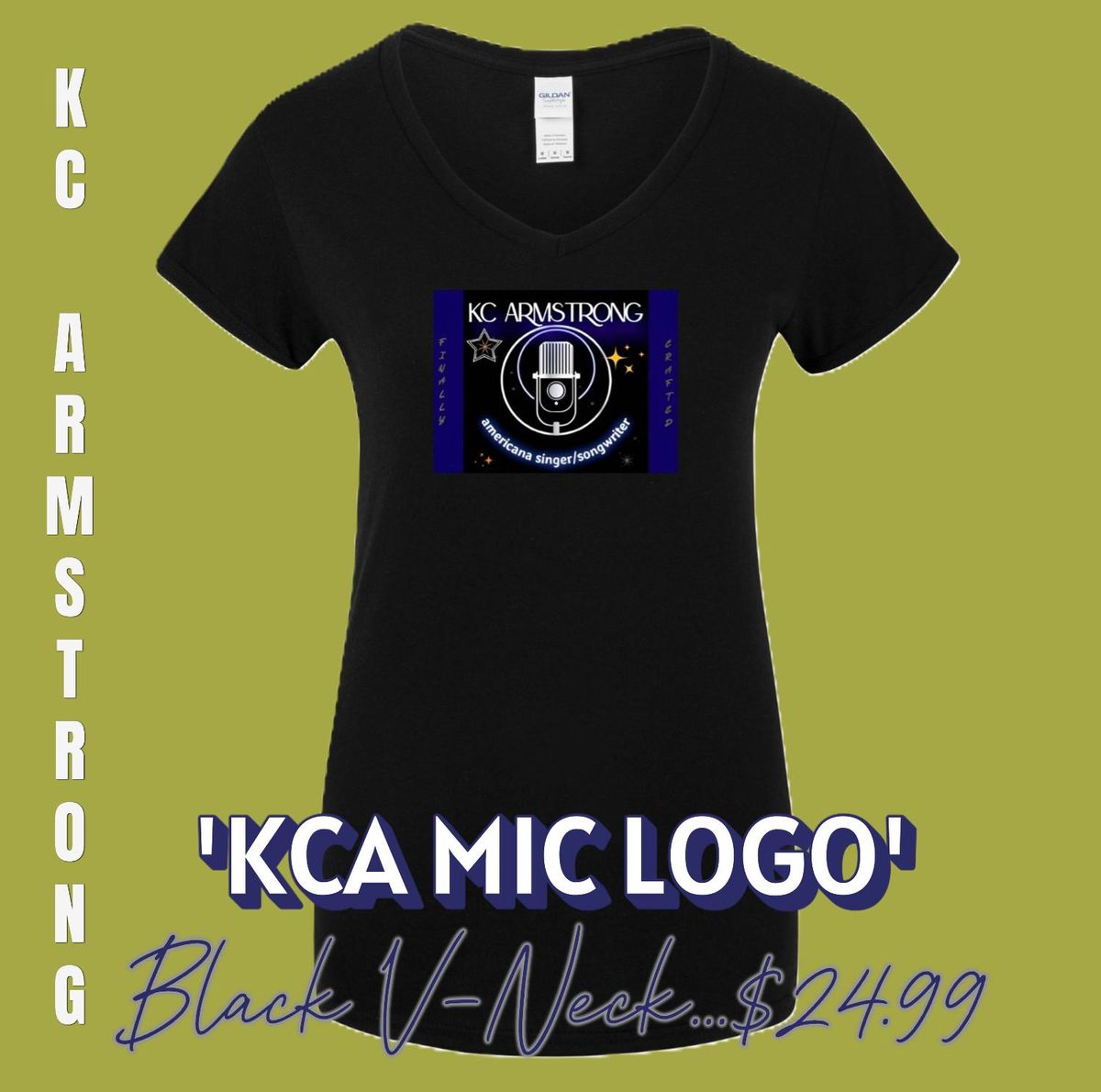 Women's V-Neck 'KCA Mic Logo' (Black)  