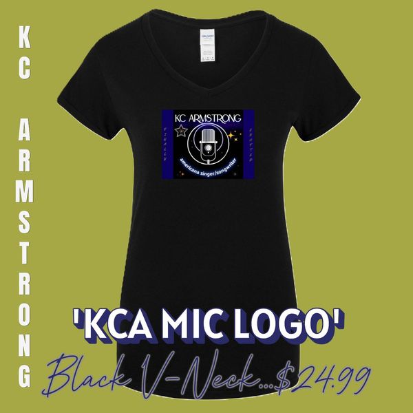 Women's V-Neck 'KCA Mic Logo' (Black)  