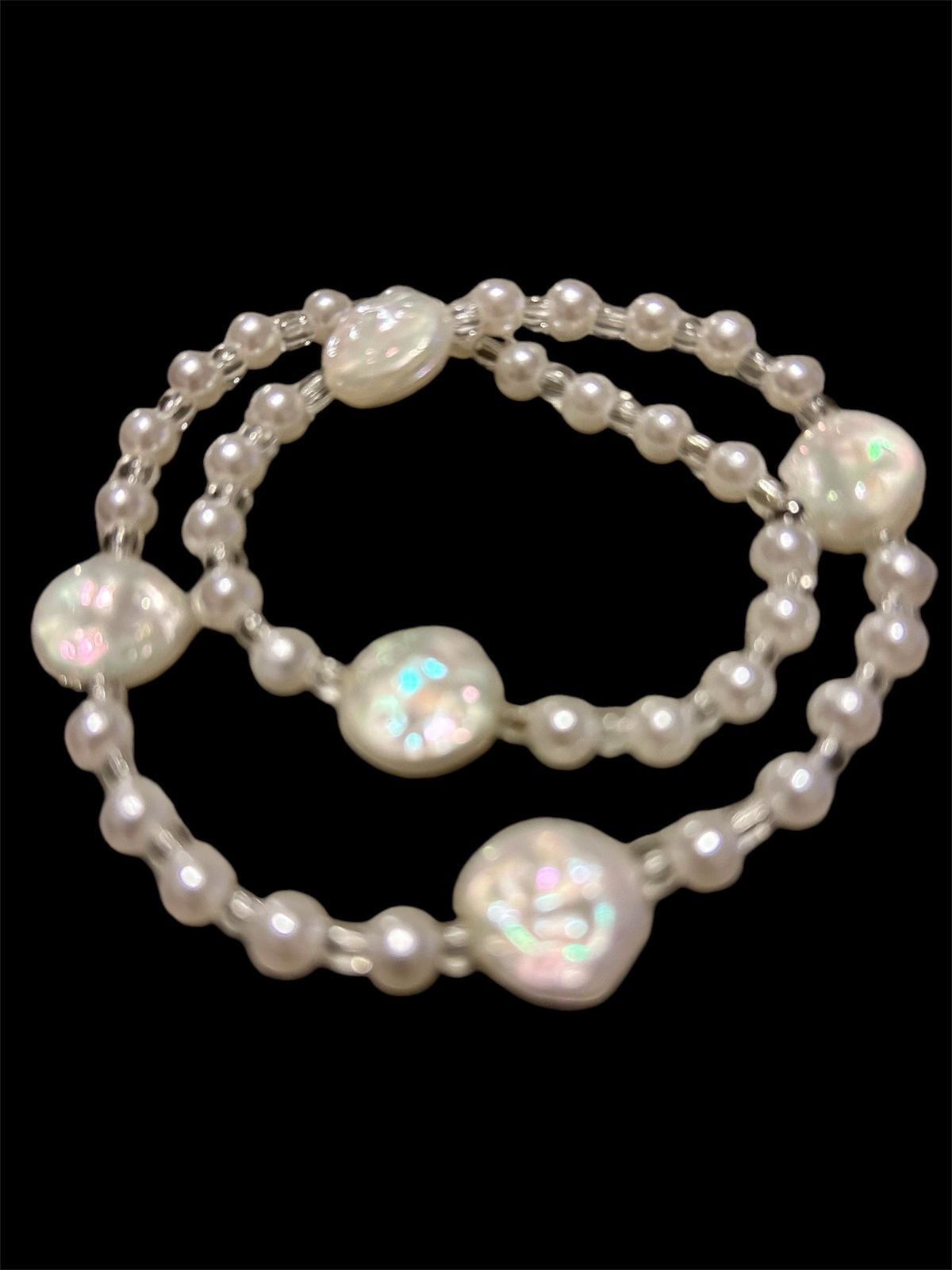 Double Wrap White Pearl colored bracelet