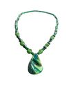 Green Abalone Charm 18 inch beaded necklace