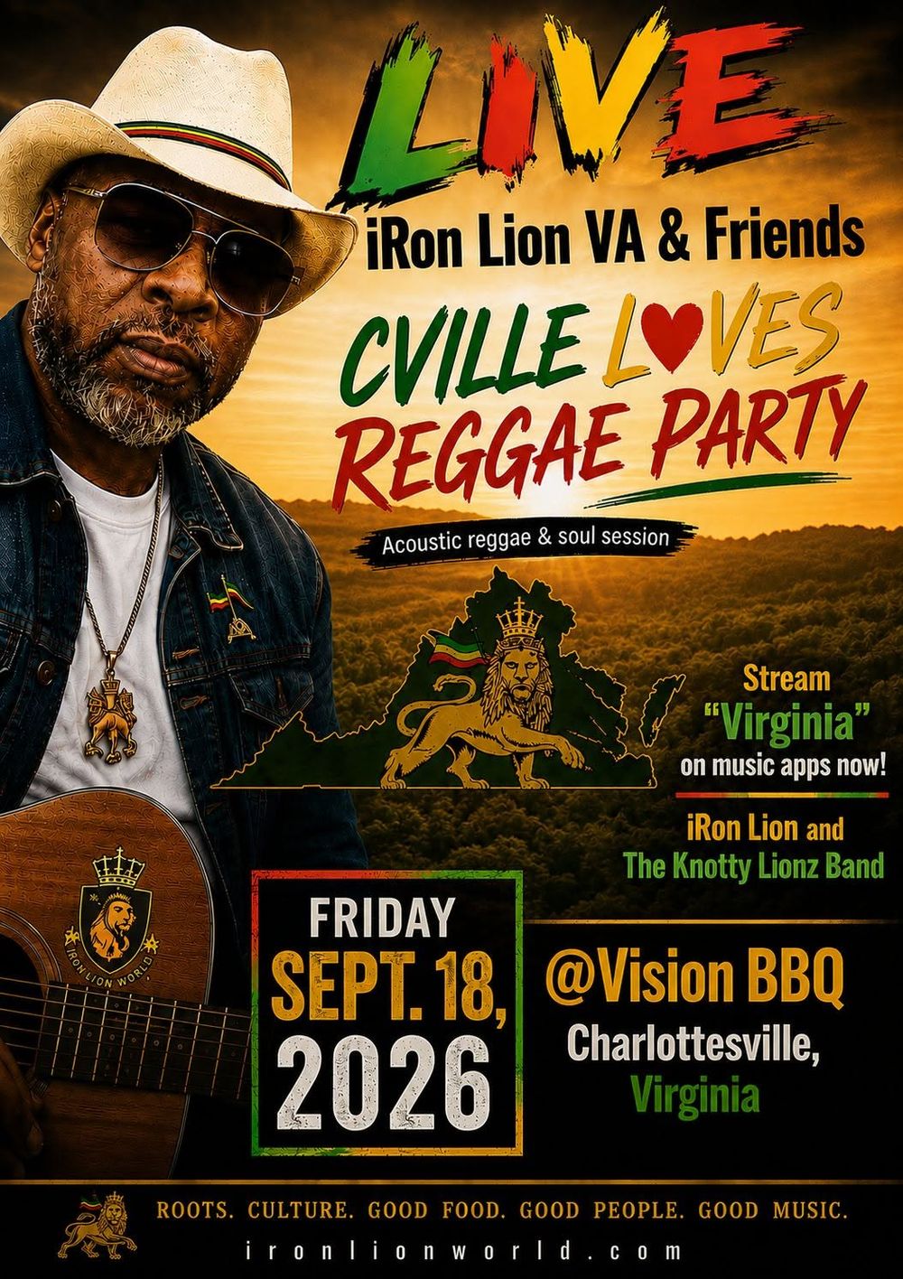 cville loves reggae, reggae in virginia, reggae party, live music in virginia, uva, iron lion va, virginia song by iron lion