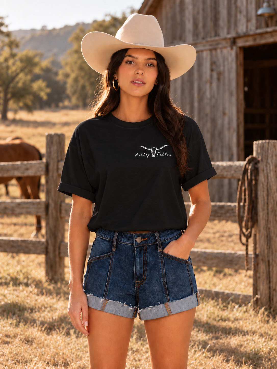 Ashley Felton Black Cropped T-Shirt