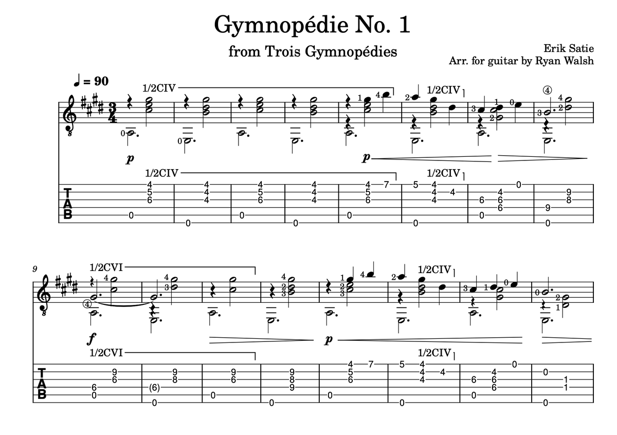Gymnopedie no. 1 (for Solo Guitar) - Erik Satie