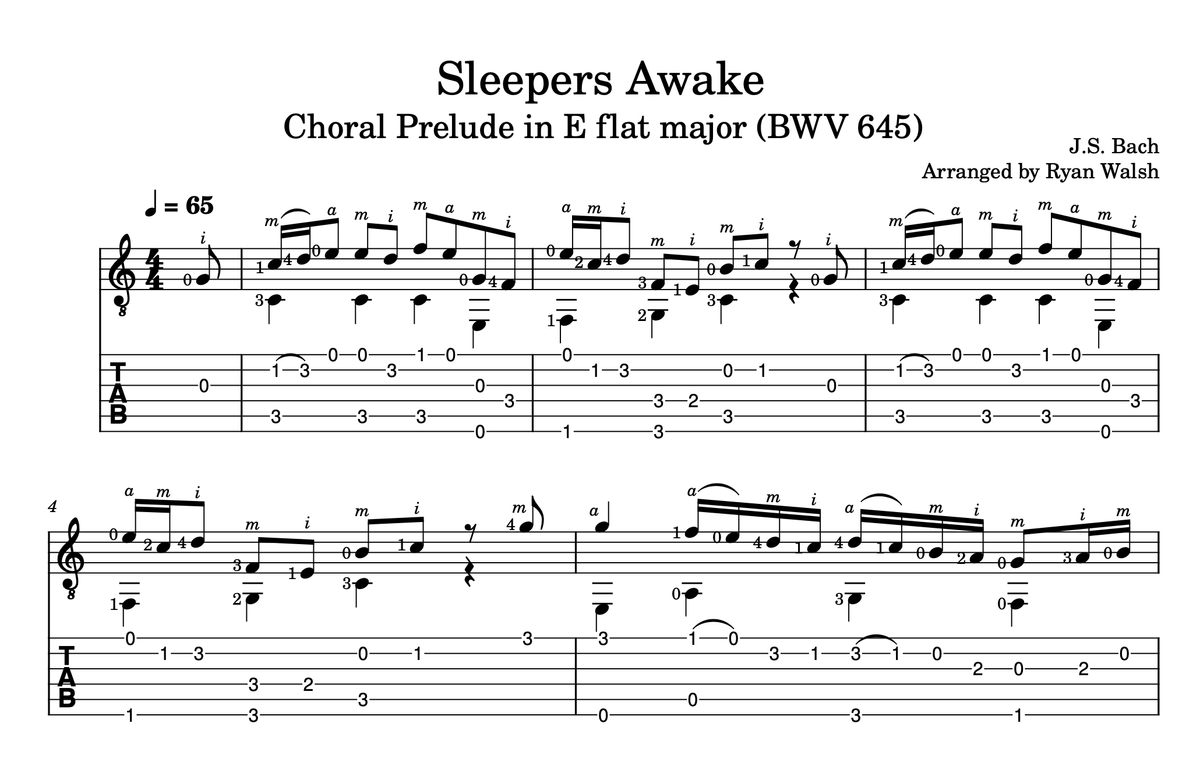 Sleepers Awake (BWV 645) | J.S. Bach | Classical Guitar