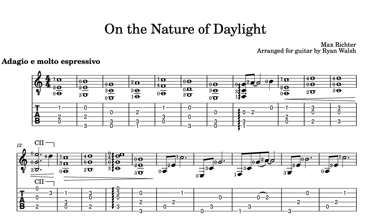 On the Nature of Daylight - Max Richter - Solo Guitar