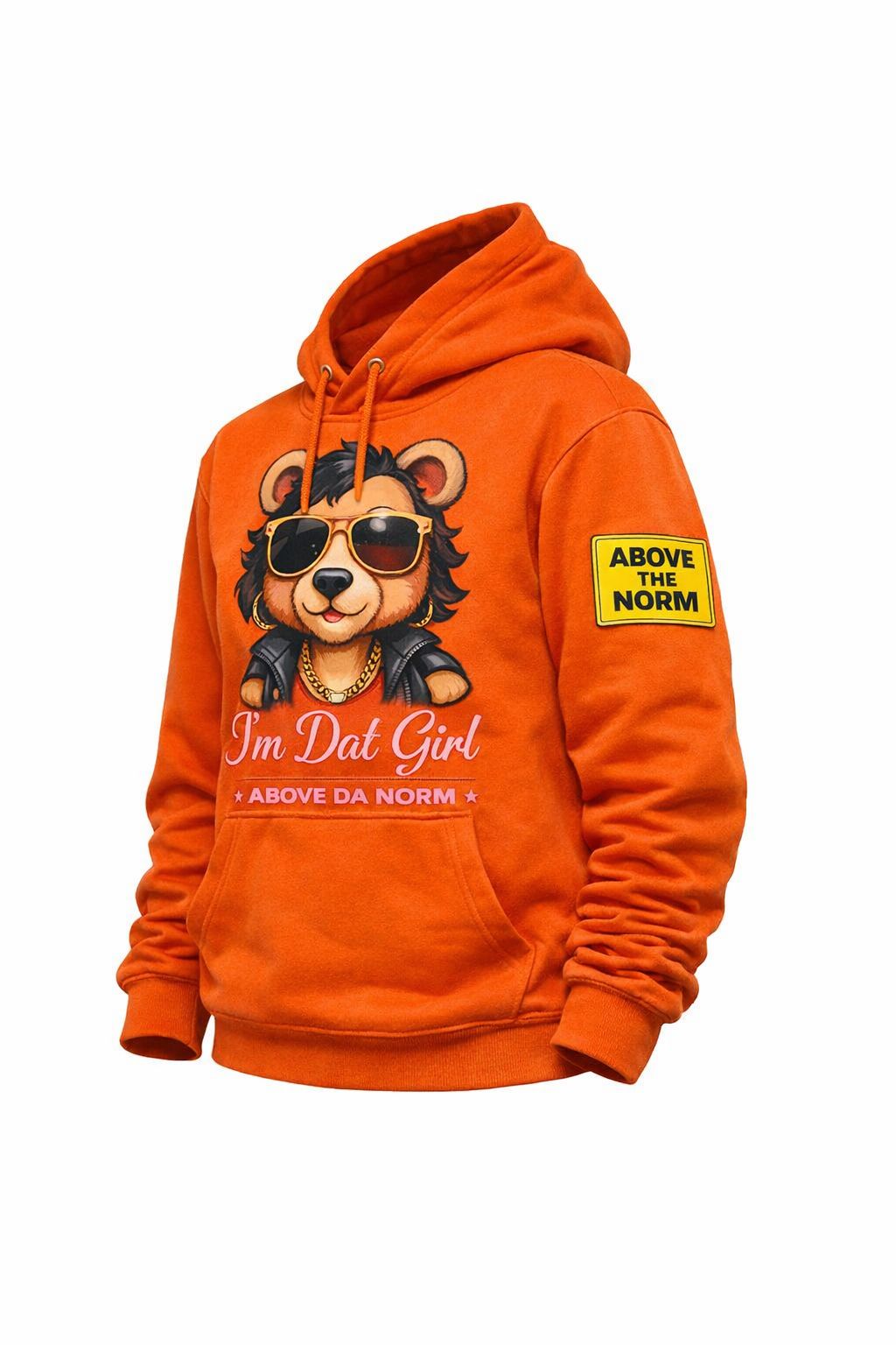 Above Da Norm "I Am Dat Girl" Unisex designer Hoodie (Orange)