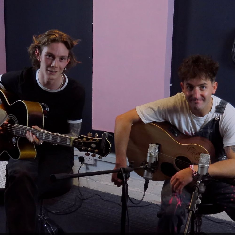 Band Muddy Elephant recording an acoustic session in Warrington recording studio Big Pink Music
