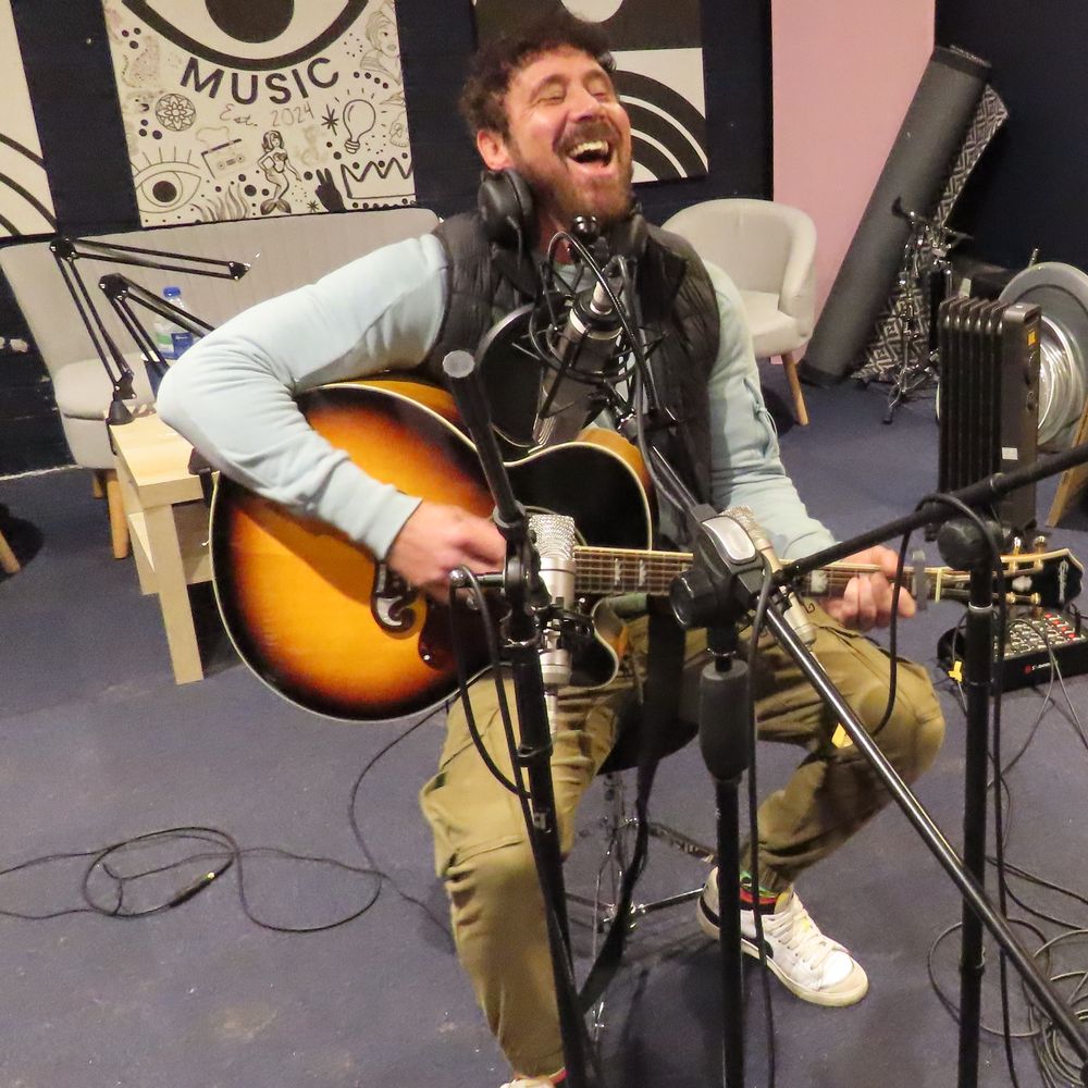Vocal recording, acoustic guitar recording at a music studio in Warrington, North West UK