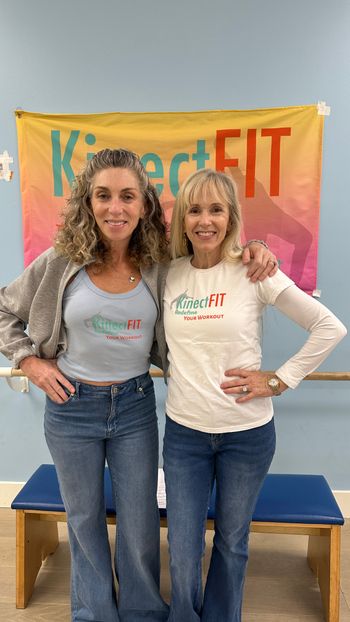 Lisa and Cari starting their new adventure--KinectFIT Studio at Dove Canyon Plaza
