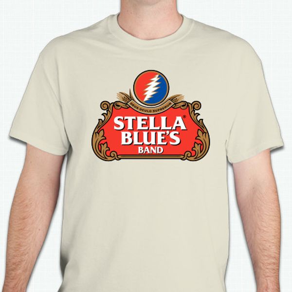 Stella Blue's Band Beer Logo Tee, Cream