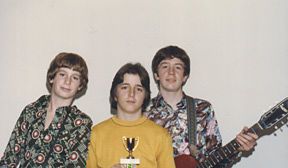 Joe LaRoche, David Tarrant and Andrew pose with their Gong Show Runner-up trophy