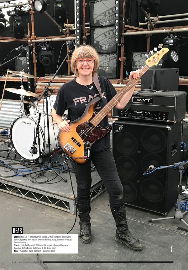 Suzy Starlite of the Starlite Campbell Band on the main stage at the Isle of Man TT