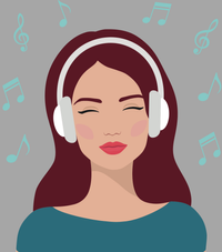 Girl listening to music with headphones
